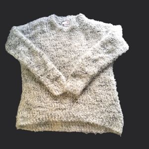 SO Women's Gray Fuzzy Eyelash Sweater